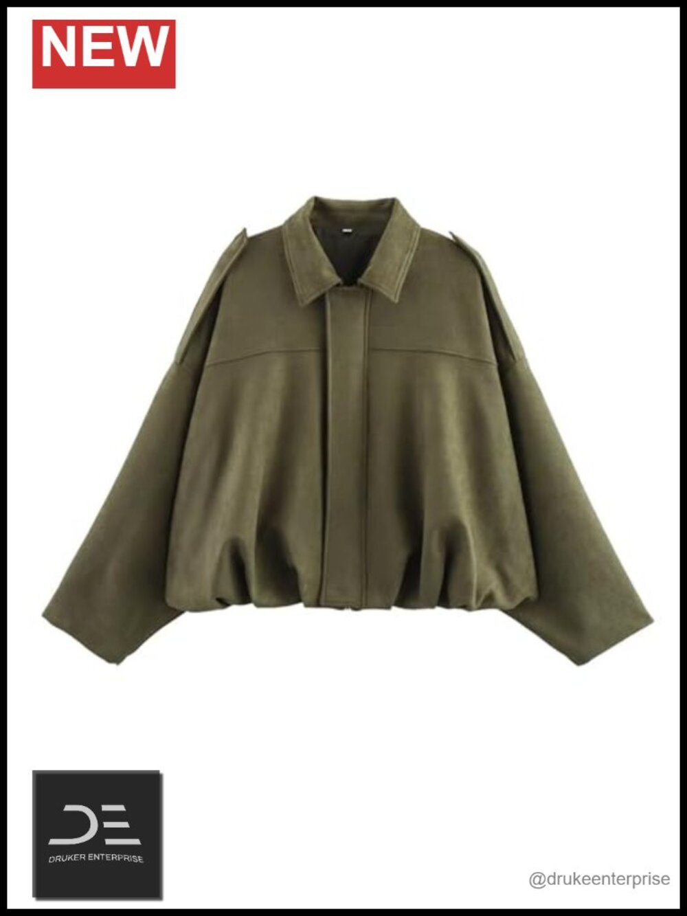 Faux Suede Jacket Women Oversized Zip Up Epaulet Bomber Casual Coat